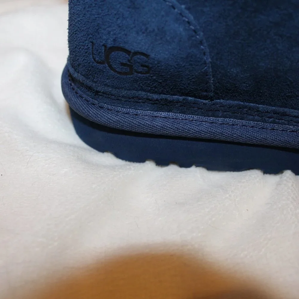 NIB UGG MEN'S NEUMEL SUEDE SHEARLING LINED CHUKKA‎ WINTER BOOTS NAVY BLUE